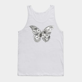 Floral Butterfly White Background Tank Top